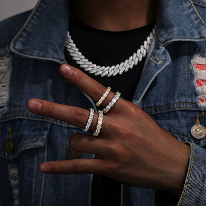 4MM Single Row Inlaid Hip-Hop Ring - High-End Trendy Brand Couple Fashion Ring