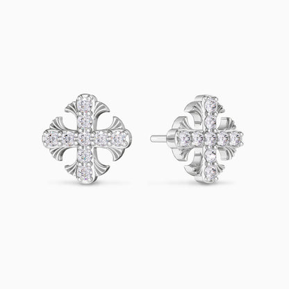 Luxury Micro Pavé Zircon Cross Stud Earrings for Women, Minimalist Everyday Elegance