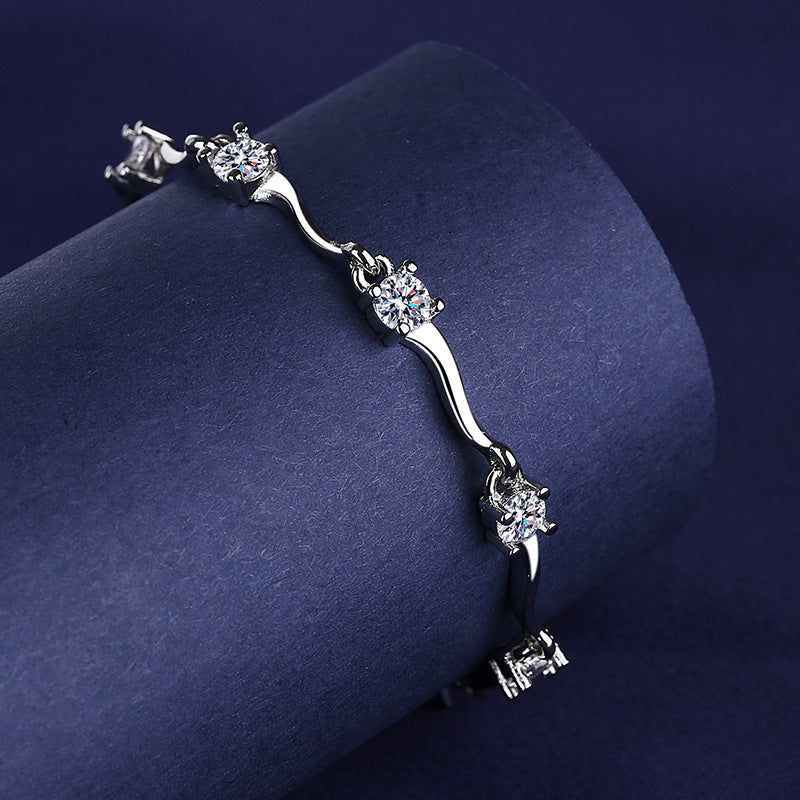 Leaf Wave Chain Bracelet in Sterling Silver for Women — Everyday Nature