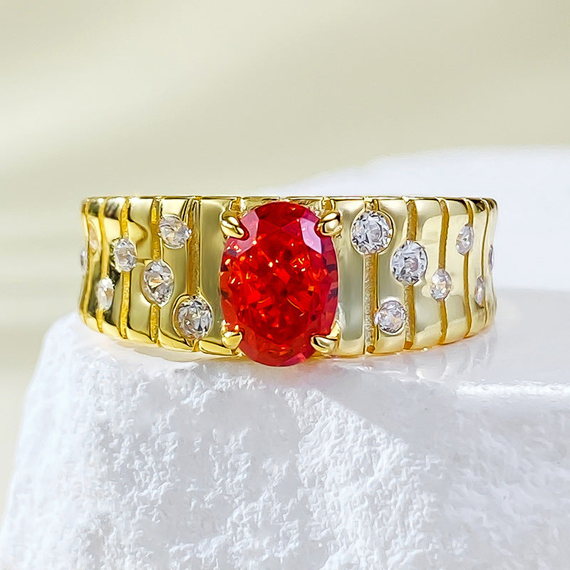 Fanta Orange Ice-Cut S925 Silver Ring - Elegant Women's Jewelry