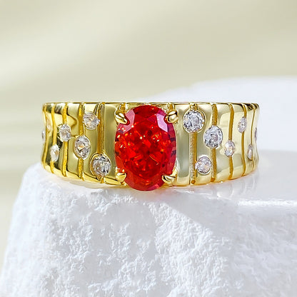 Fanta Orange Ice-Cut S925 Silver Ring - Elegant Women's Jewelry