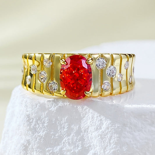Fanta Orange Ice-Cut S925 Silver Ring - Elegant Women's Jewelry