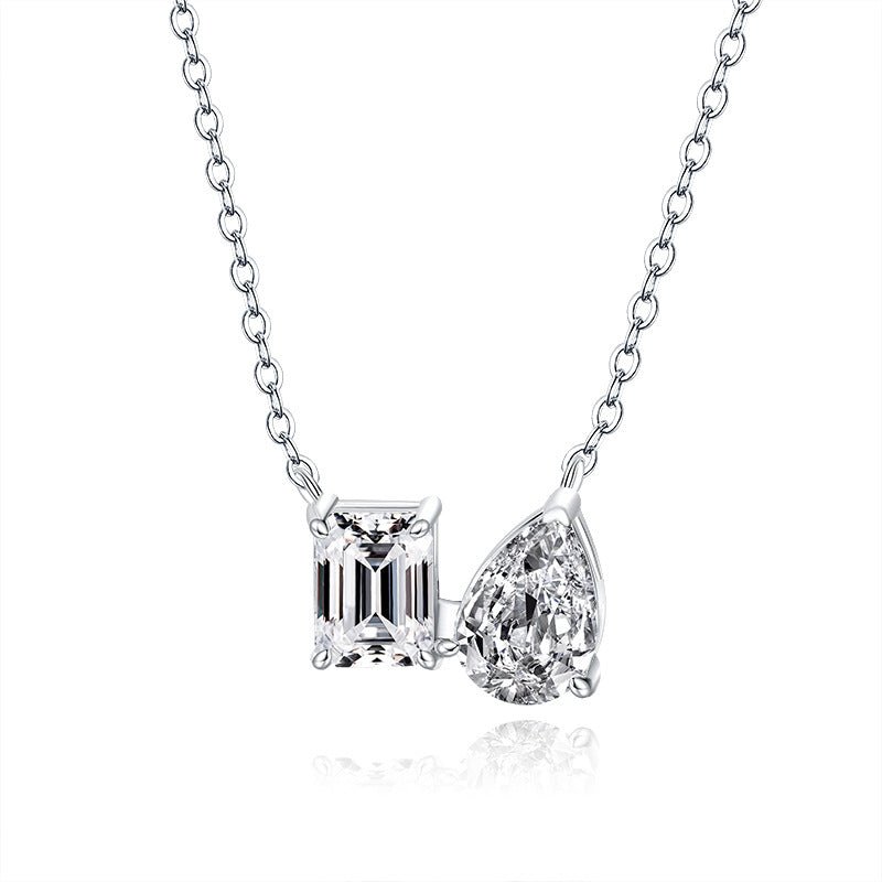 S925 Silver Pendant Necklace: Emerald & Moissanite Halo Design Fashion