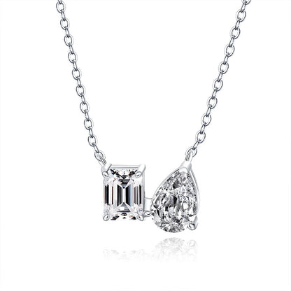 S925 Silver Pendant Necklace: Emerald & Moissanite Halo Design Fashion