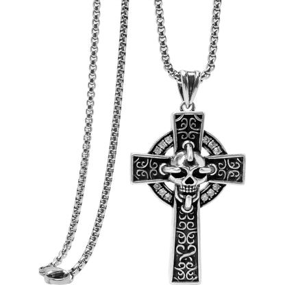 Black Cross Pendant Necklace - Bold Unisex Design