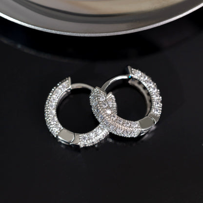 Diamond Stud Hoop Earrings - Unisex Hip Hop Classic Circle Earrings