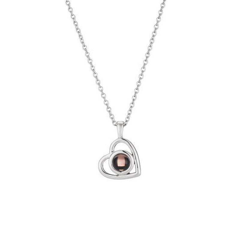 S925 Sterling Silver Heart Necklace for Women - Nano Projection Photo Engravable