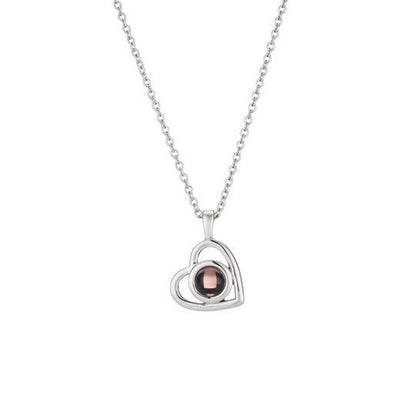S925 Sterling Silver Heart Necklace for Women - Nano Projection Photo Engravable