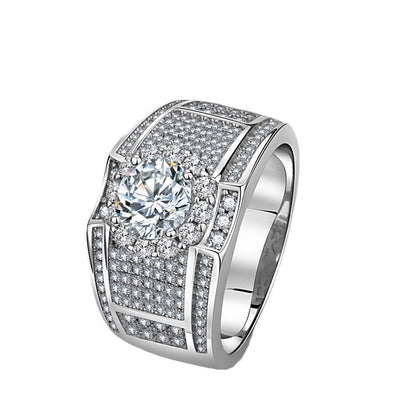 Ricady Jewel Men's Wide Band Luxury Ring, Full Pavé Diamond Statement Jewelry
