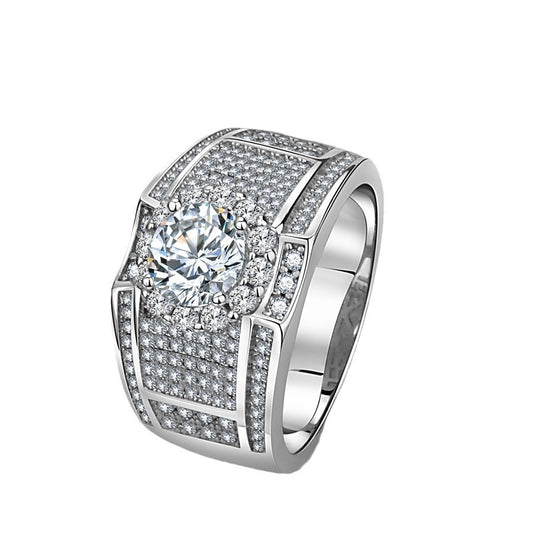 Ricady Jewel Men's Wide Band Luxury Ring, Full Pavé Diamond Statement Jewelry