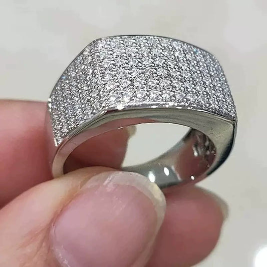 Ricady Jewel Unique Micro-pavé 5A Heart & Arrow Starry Ring, Cool Bold Statement Index Finger Ring