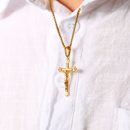 Titanium Steel Cross Pendant - Bold Geometric Design