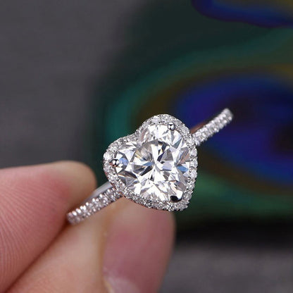 Ricady Jewel Couple Heart Zircon Ring, Stylish Creative Valentine's Day Gift Jewelry