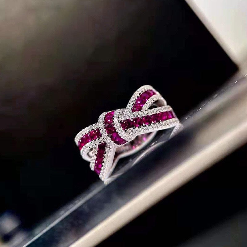 Ricady Jewel Luxe Bow Ring - Irregular Ribbon Cross Design