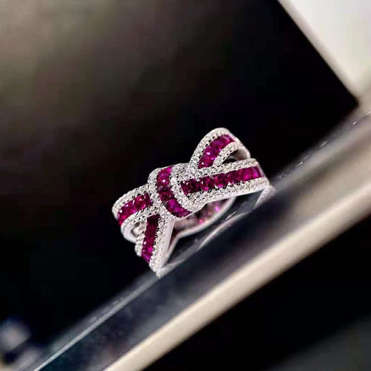 Ricady Jewel Luxe Bow Ring - Irregular Ribbon Cross Design