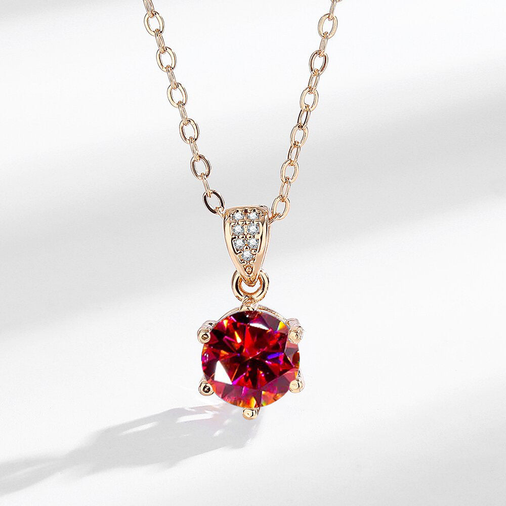 Sparkling Classic 6-Claw Garnet Red 4-Piece Jewelry Set: Bracelet, Earrings, Ring, Necklace