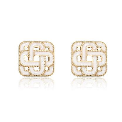 Ricady Jewel Classic Square &amp; Hoop Geometric Stud Earrings for Women, French-Inspired Everyday Elegance