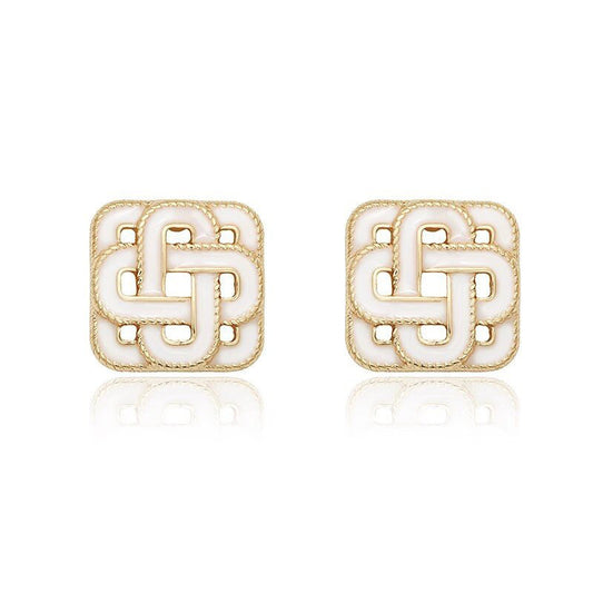 Ricady Jewel Classic Square &amp; Hoop Geometric Stud Earrings for Women, French-Inspired Everyday Elegance