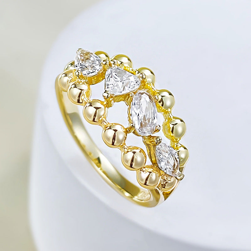 Beaded Eternity Ring | S925 Silver Gold-Plated Ins Style Romantic Chic Jewelry