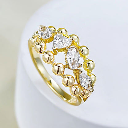 Beaded Eternity Ring | S925 Silver Gold-Plated Ins Style Romantic Chic Jewelry