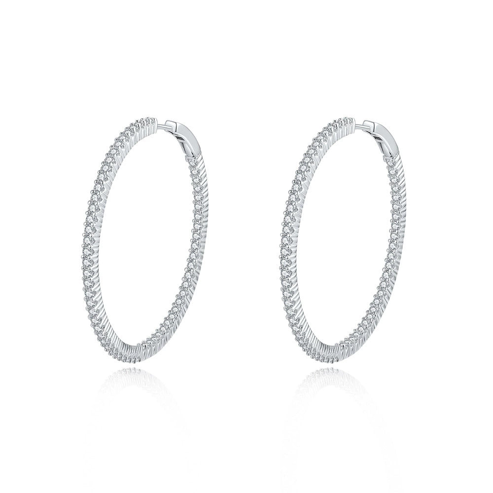 S925 Silver Full-Circle Earrings - Minimalist Luxury Moissanite Inlaid