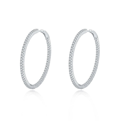 S925 Silver Full-Circle Earrings - Minimalist Luxury Moissanite Inlaid
