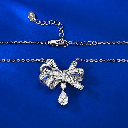 S925 Silver Bow Necklace for Women | Dainty & Chic Daily Wear