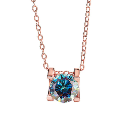 Ricady Jewel 925 Silver Plated PT950 Gold 1CT Moissanite Classic牛头 Pendant Necklace