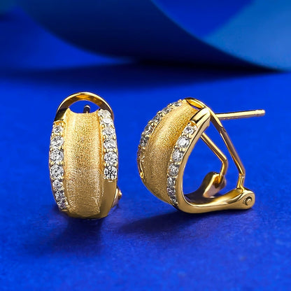 S925 Silver Plated Gold Ear Jewelry - Matte Brushed Finish, Versatile Daily Style