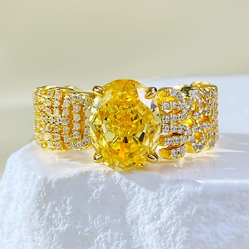 925 Silver Cubic Zirconia Ring | Lucky Yellow Crystal