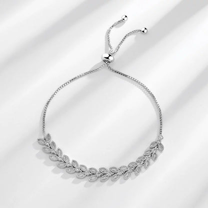 Wheat Leaf Stretch Bracelet in Sterling Silver for Women — Everyday Harvest