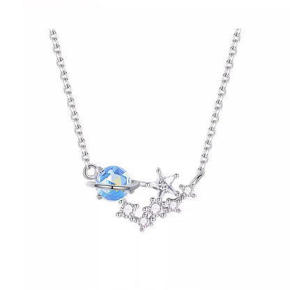 Women's 925 Silver Cosmic Planet Necklace - Minimalist Luxury & Unique Design