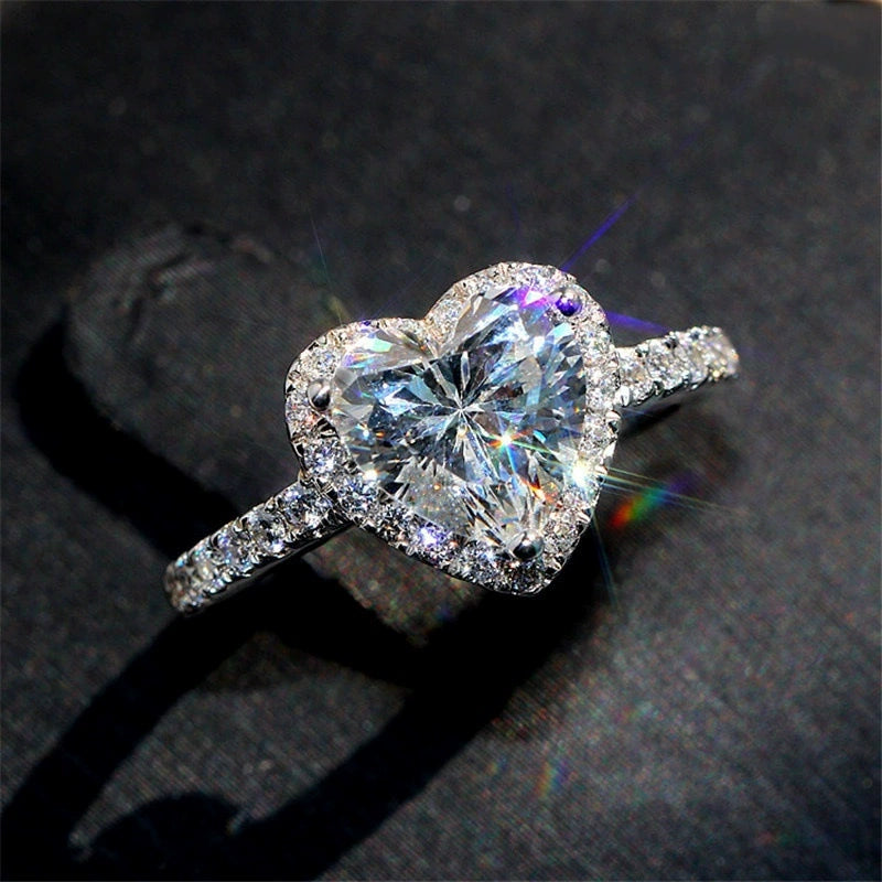 Ricady Jewel Couple Heart Zircon Ring, Stylish Creative Valentine's Day Gift Jewelry