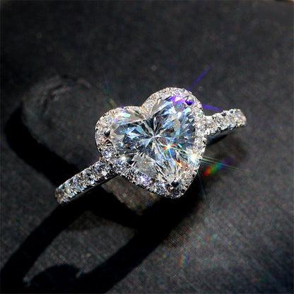 Ricady Jewel Couple Heart Zircon Ring, Stylish Creative Valentine's Day Gift Jewelry