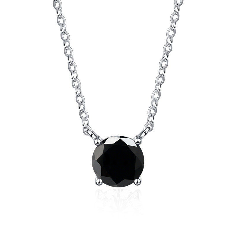 S925 Sterling Silver 1 Carat Moissanite Necklace - Women's Light Luxury 4-Claw PT950 Plated Collar Chain