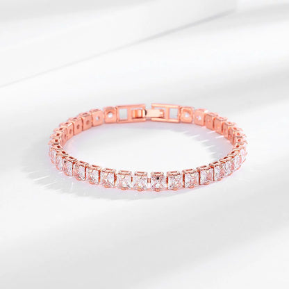 Zircon 4mm Square Stone Single Row Bracelet - Unisex Fashion Jewelry