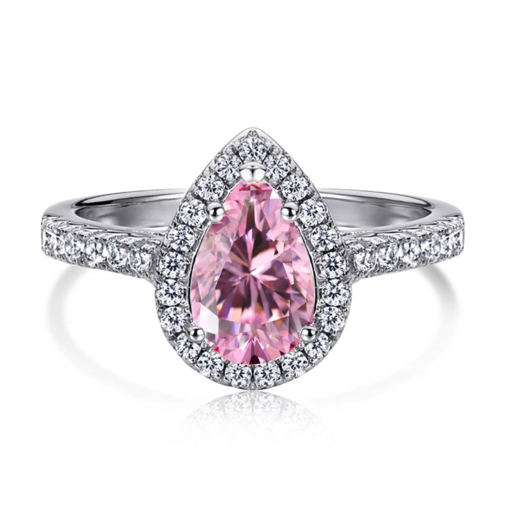 Teardrop Heart Engagement Ring, Luxury Micro-pavé Zircon Proposal Ring for Brides