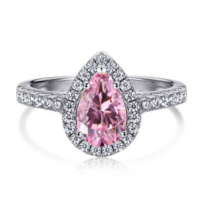 Teardrop Heart Engagement Ring, Luxury Micro-pavé Zircon Proposal Ring for Brides