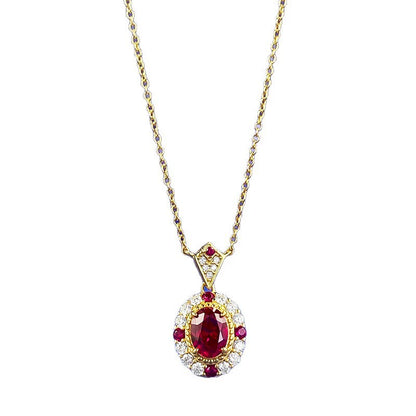 Women's S925 Silver Pigeon Blood Pendant | Elegant Dainty Collar Necklace