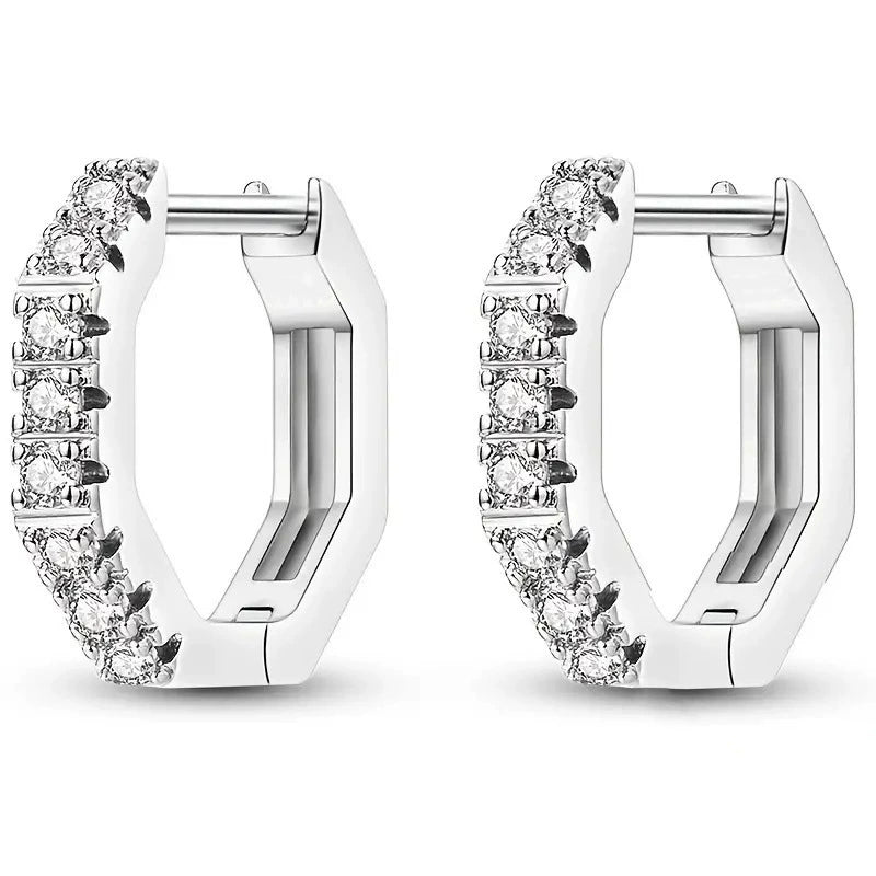 New Sweet & Edgy Hexagonal Stud Earrings for Women - Minimalist Trendy Style