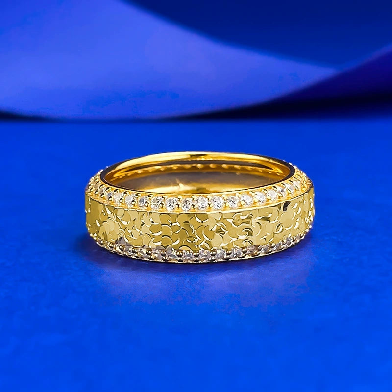 Heavy Craft S925 Silver Ring | NCN Cut Wide Band, Ice Crack Finish