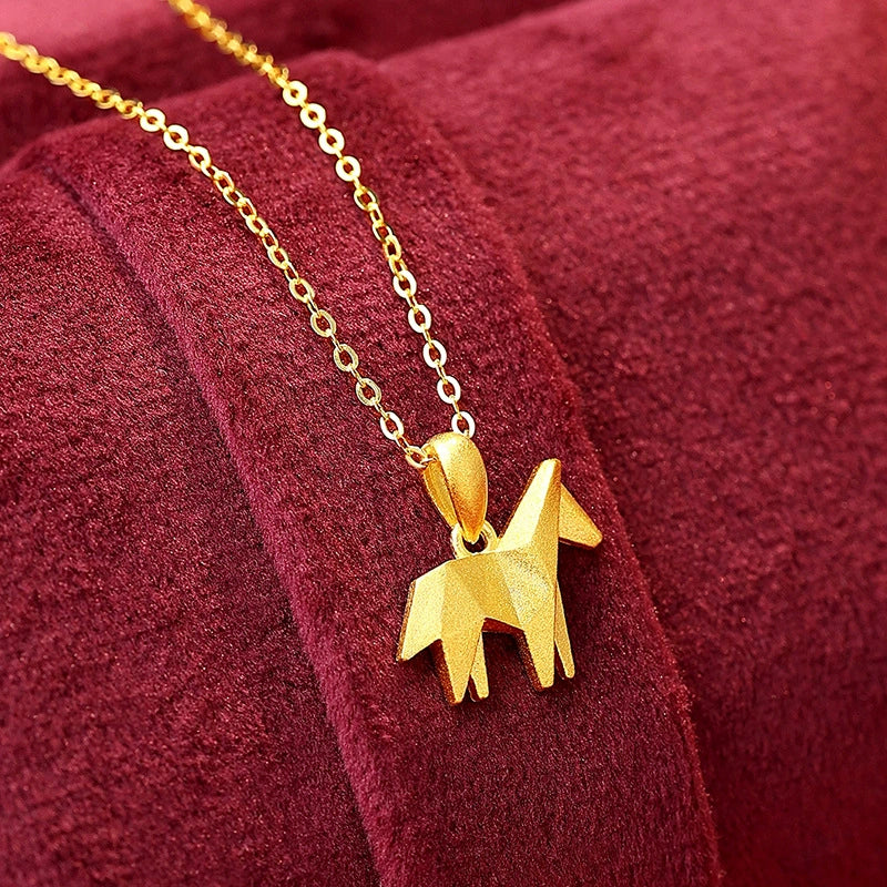 925 Silver Horse & Unicorn Pendant Necklace - Dainty Collar with Light Effect