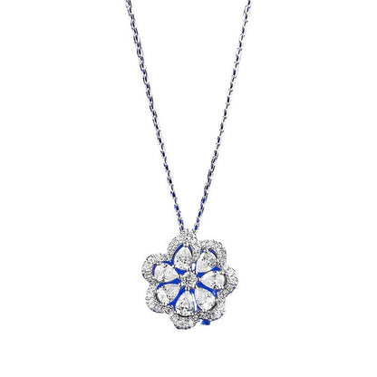 Ricady Jewel Lace Edge Flower Pendant Necklace - S925 Silver, CZ Inlay