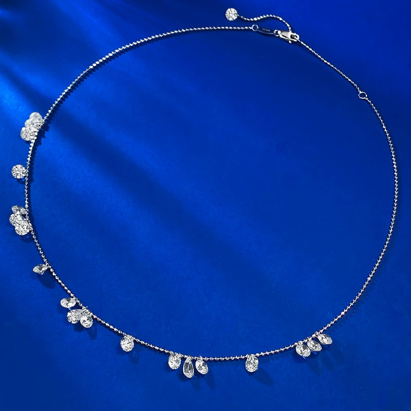 925 Silver Diamond Collar - Starry Sky Irregular Water Drop Style