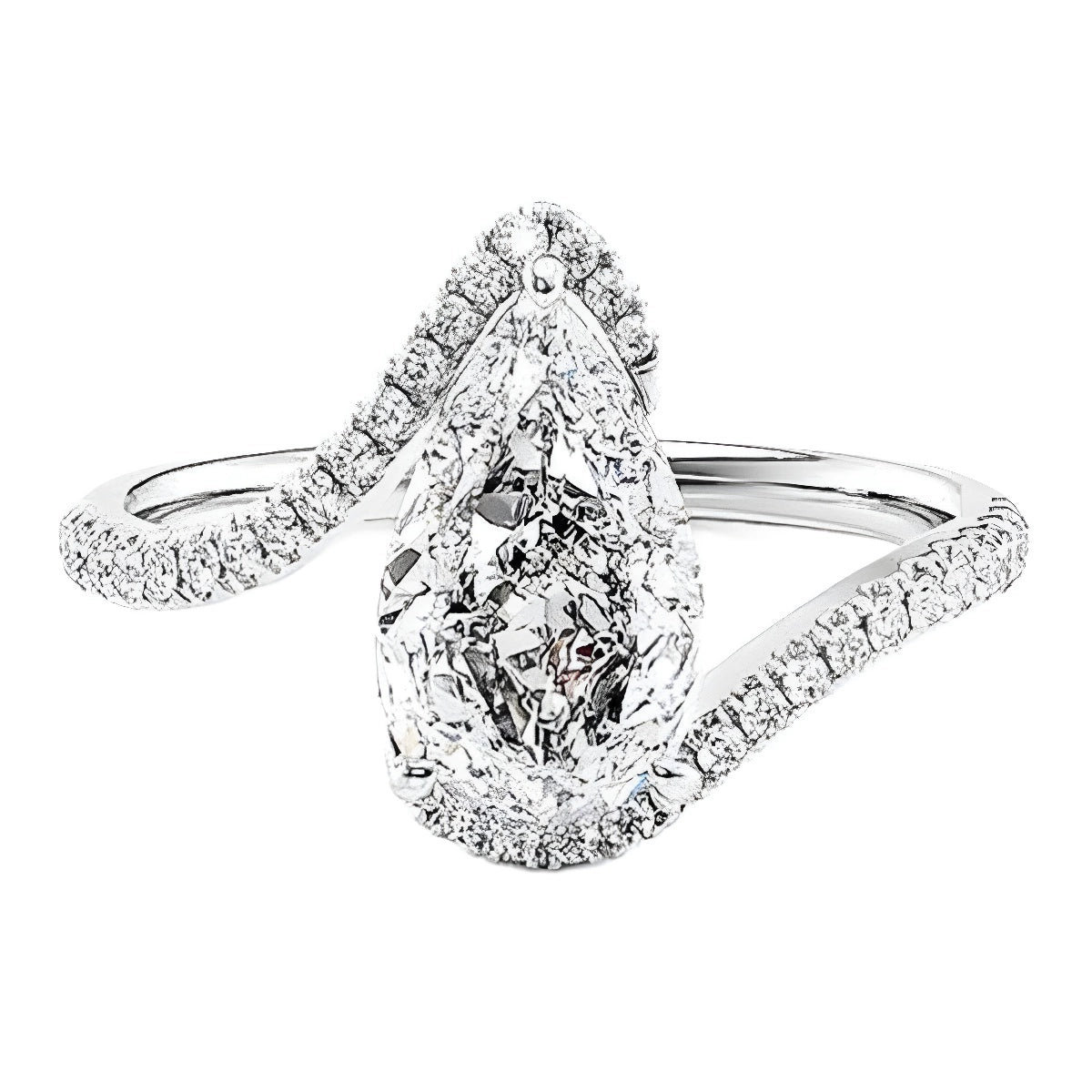 Teardrop Heart Engagement Ring, Luxury Micro-pavé Zircon Proposal Ring for Brides