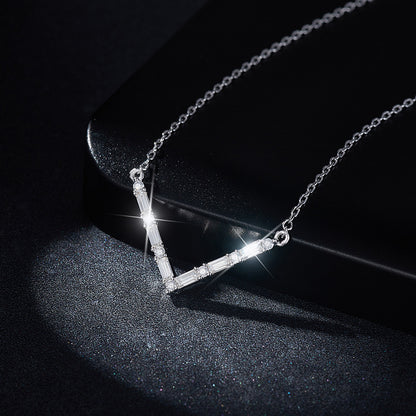 Minimalist V-Shape Moissanite Necklace S925 Silver Plated 18K Gold