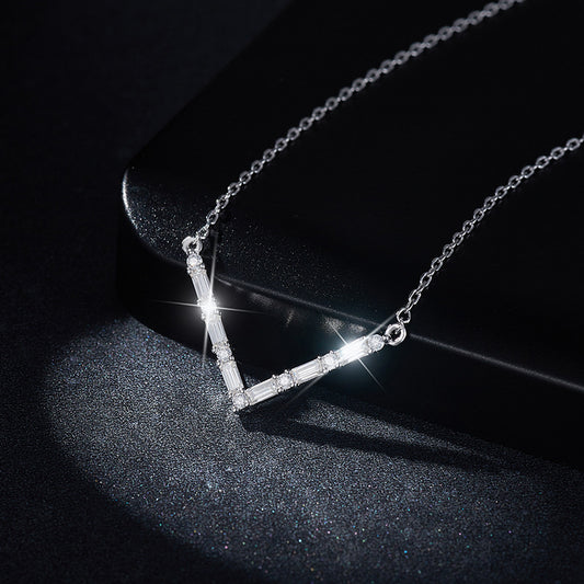 Minimalist V-Shape Moissanite Necklace S925 Silver Plated 18K Gold