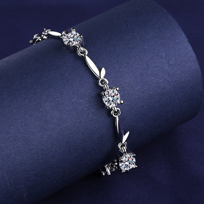 Fashion Platinum Crystal Flower Bracelet for Women