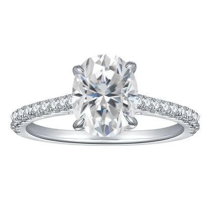 S925 Silver 2CT D Color Oval Moissanite Ring 4-Claw French Wedding Ring Wholesale