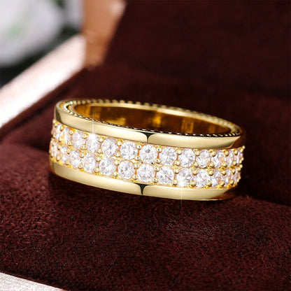 Ricady Jewel Vintage Double Row Zircon Ring - Wedding Season Statement Band